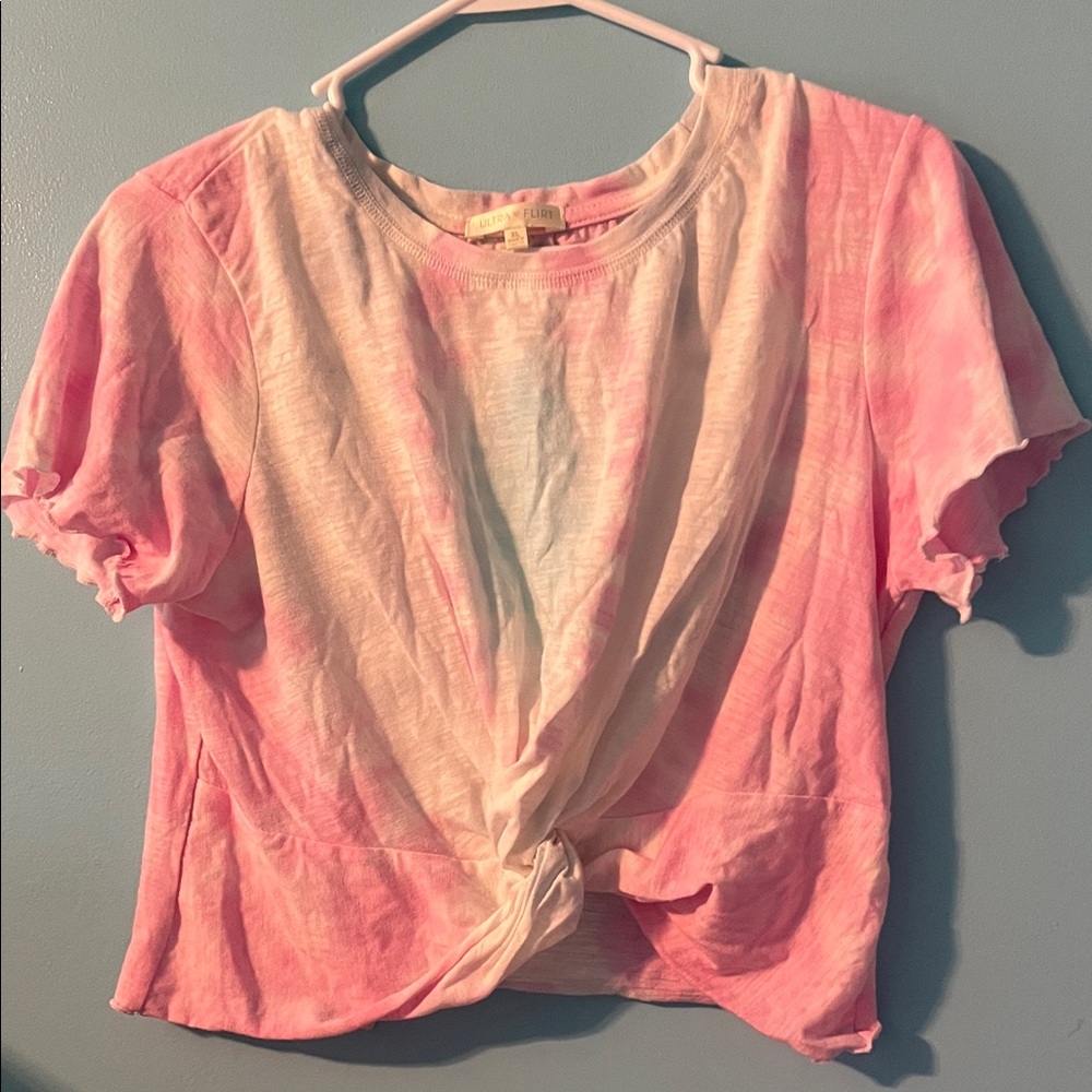 Ultra Flirt Pink Tie-Dye Short Sleeve Top